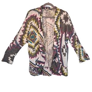 Eyeshadow BoHo Ikat Open Front Cardigan Size XL